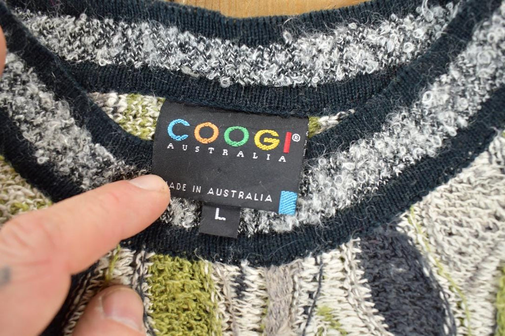 Vintage 1990s Coogi Made In Australia 3D knit 100% Cotton Abstract Pattern Crewneck Sweater