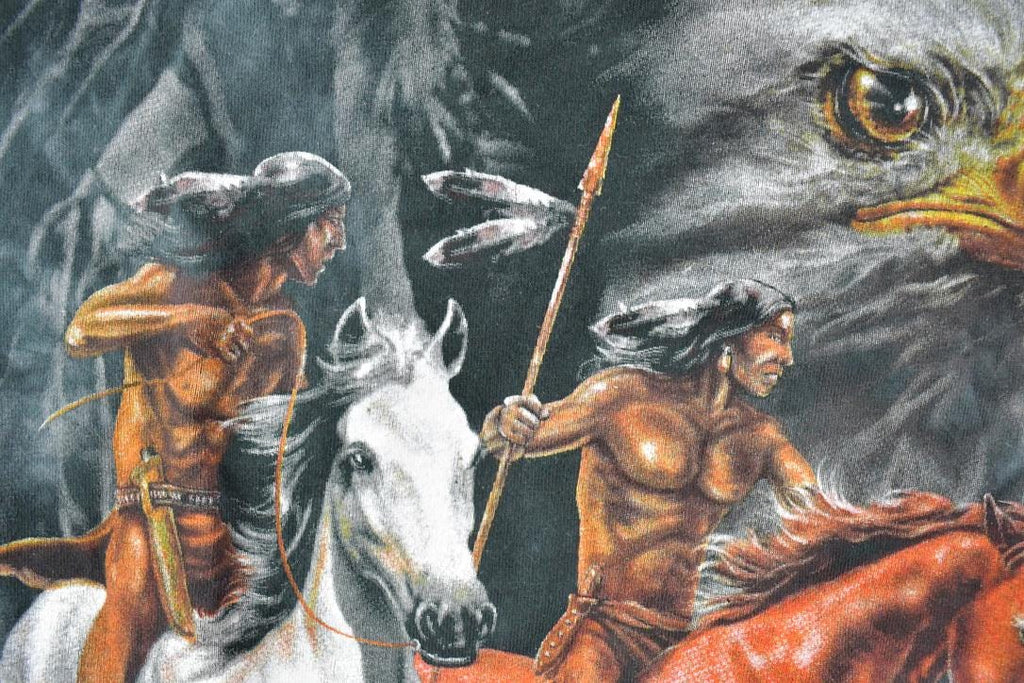 Vintage 1990s Horses In Battle Spirit Graphic T-Shirt