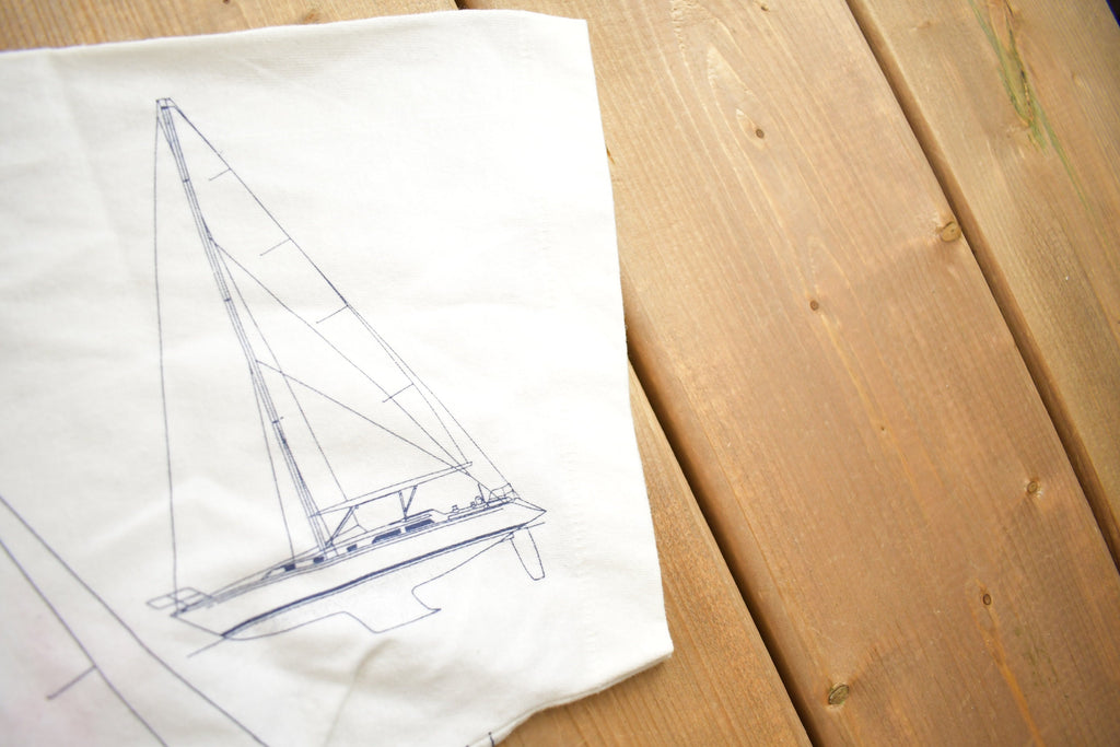 Vintage 1990s Unique Sail Boat Souvenir Travel T Shirt Made In USA