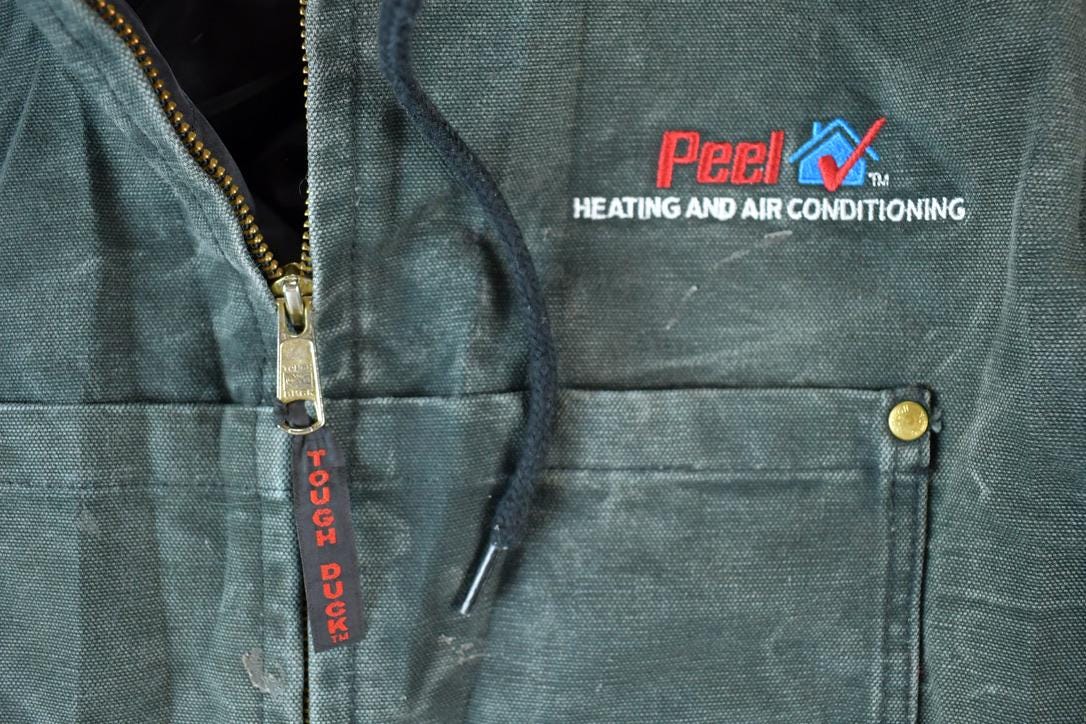 Vintage Y2K Distressed Tough Duck Hooded Jacket Made In USA