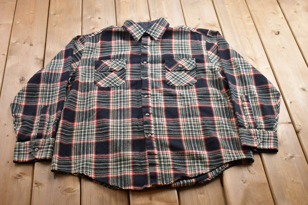Vintage 1990s Northwest Territory Plaid Acrylic Flannel Button Up Shirt / 1990s Button Up / Vintage Flannel / Plaid Shirt / Button Down