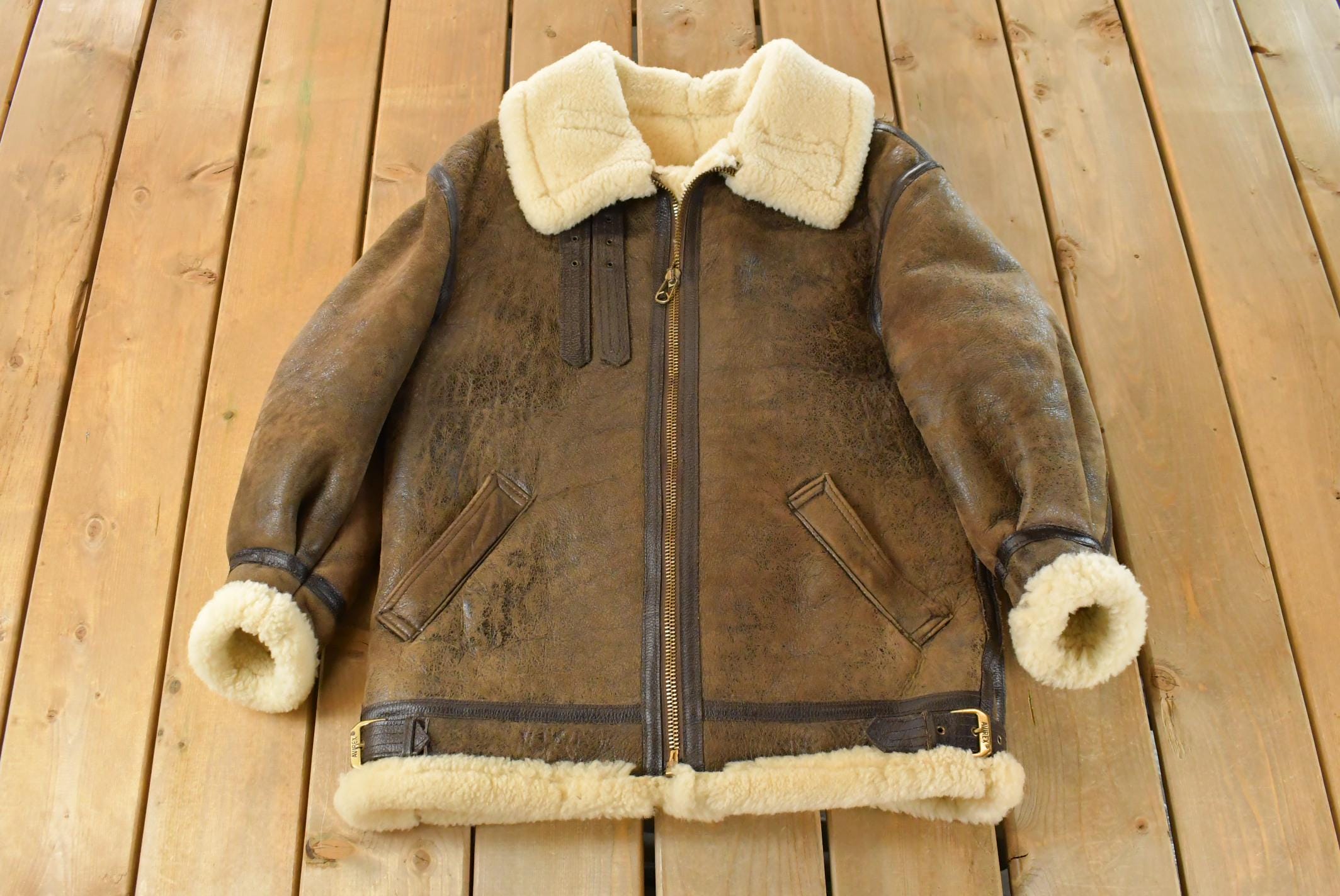 Vintage 1970s Avirex Type B-3 Mouton Sherpa Liend Shearling Coat Men's M
