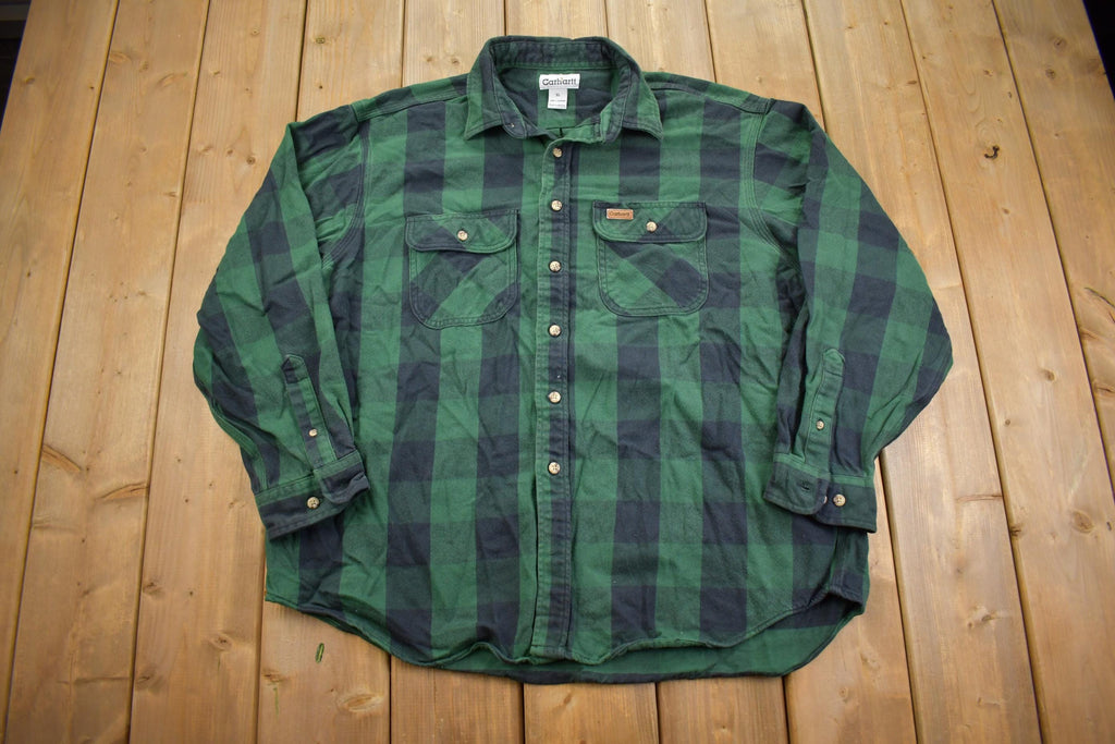 Vintage Y2K Carhartt Plaid Flannel Button Up Shirt - XL