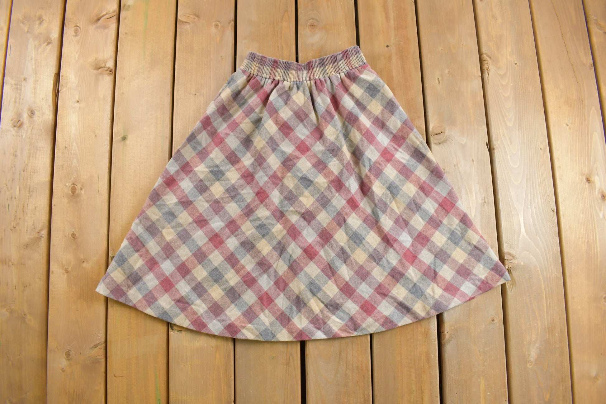 Vintage 1970s Tartan Plaid Skirt Size 24 - 28