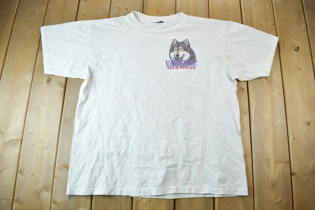 Vintage 1990s Vanishing Heritage Wolf Graphic T-Shirt