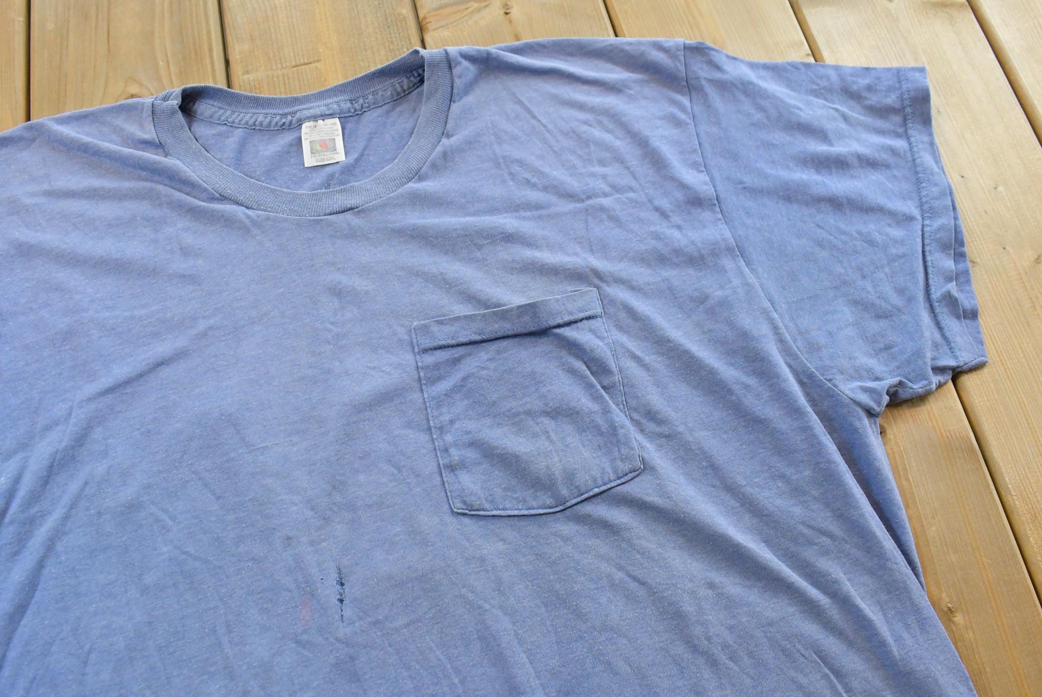 Vintage 1990s FotL Golden Blend Blank Blue Pocket T-Shirt Mens M /