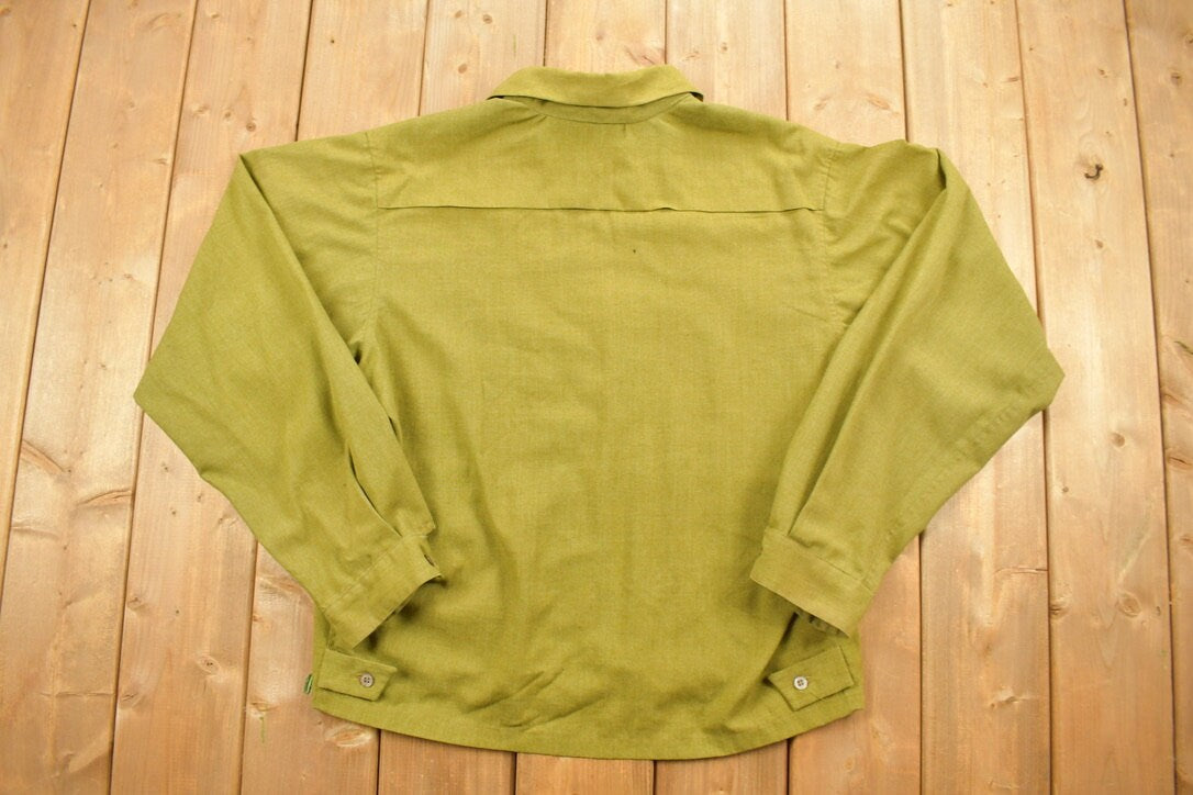 Vintage 1970s Green Zip Up Jacket / 70s Workwear / Vintage Workwear / Light Jacket / Full Zip Up / Collared Shirt / True Vintage