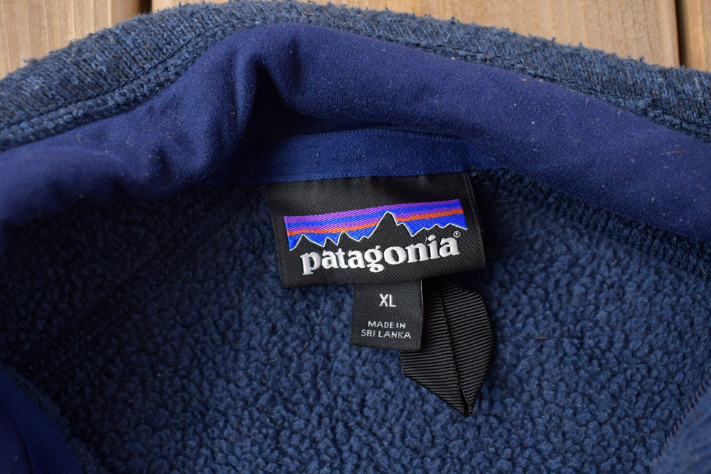 Vintage 1990s Patagonia Blue Fleece Zip Up Sweater