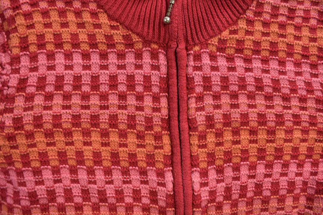 Vintage 1990s Christopher & Banks All Over Print Full Zip Knitted Sweater