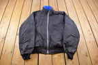 Vintage 1980s Columbia Sportswear Fleece Lined Black Satin Bomber Jacket