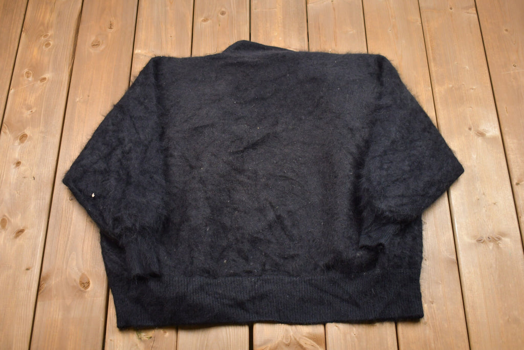 Vintage 1990s Belldini Women's Angora Fur Button Up Top