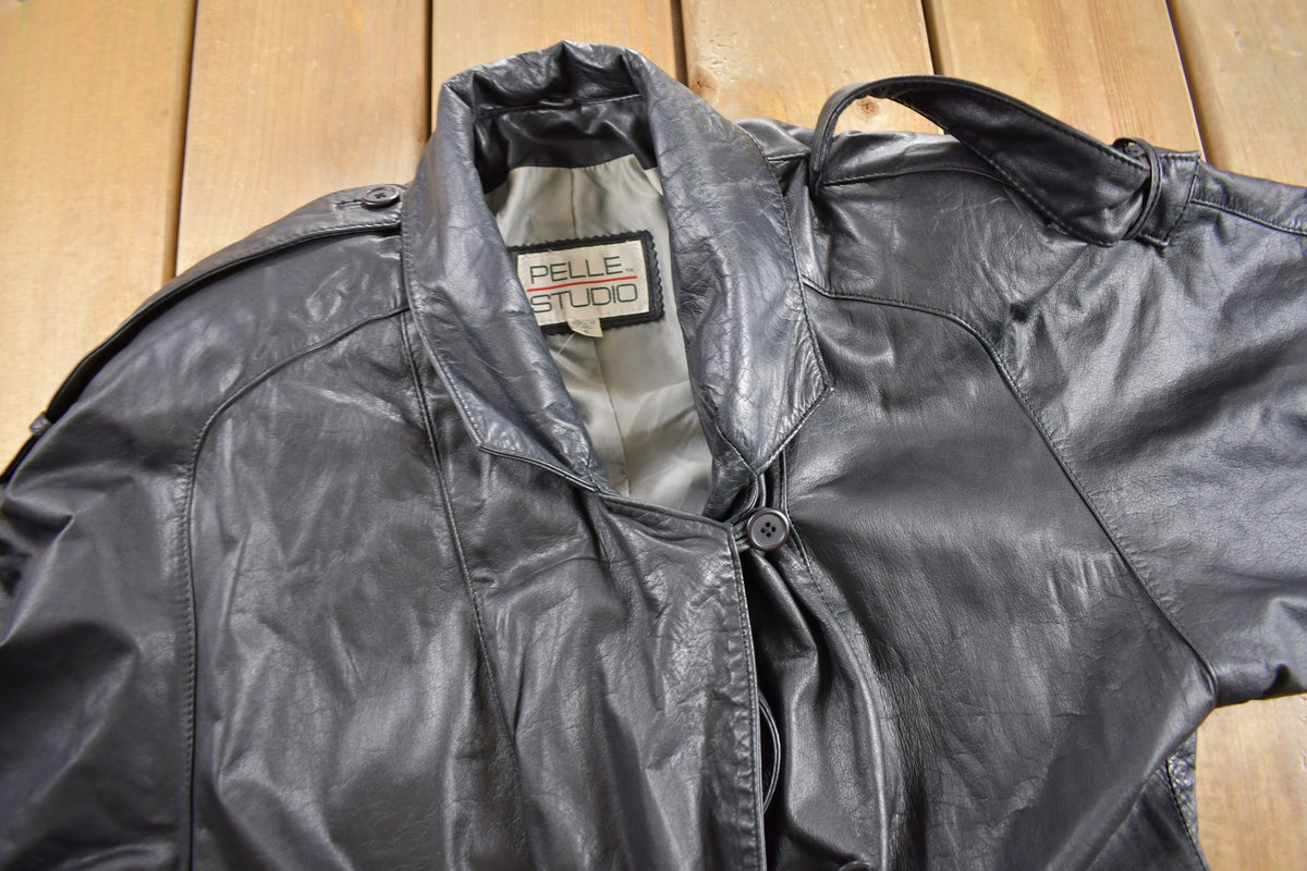 Vintage 1990s Pelle Studio Leather Trench Coat