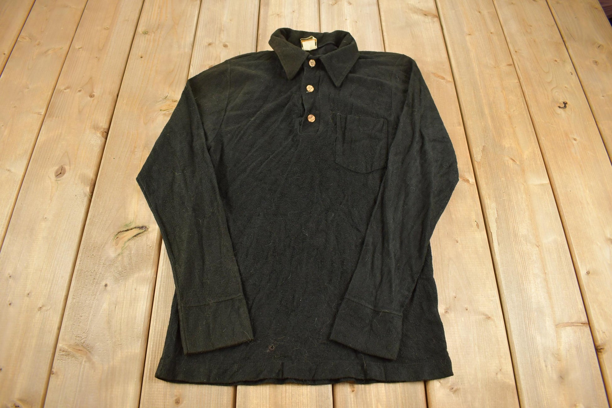 Vintage 1970s Long Sleeve Polo Shirt Made In USA