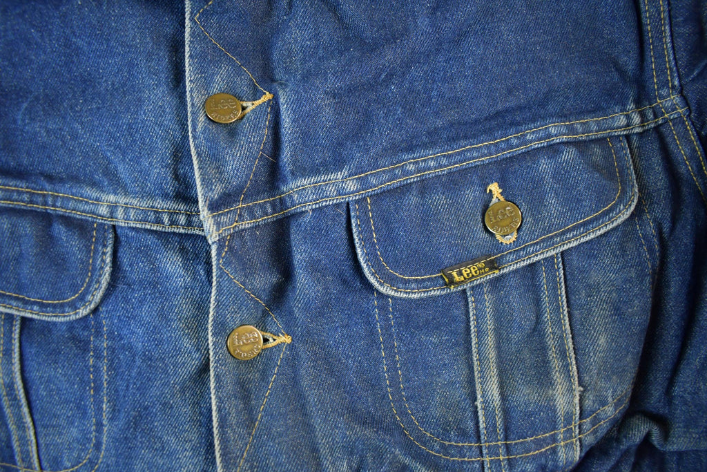 Vintage 1970s Lee Storm Riders Blanket Lined Denim Jean Trucker Jacket Men's Large