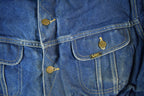 Vintage 1970s Lee Storm Riders Blanket Lined Denim Jean Trucker Jacket Men's Large