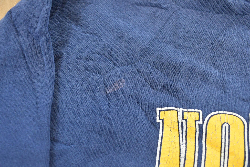 Vintage 1990s Notre Dame University Fighting Irish Thrashed Crewneck Sweatshirt Men's 2XL / NCAA College Spellout Sweater / Made in USA