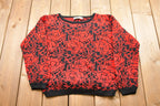Vintage Red Roses Knitted Sweater