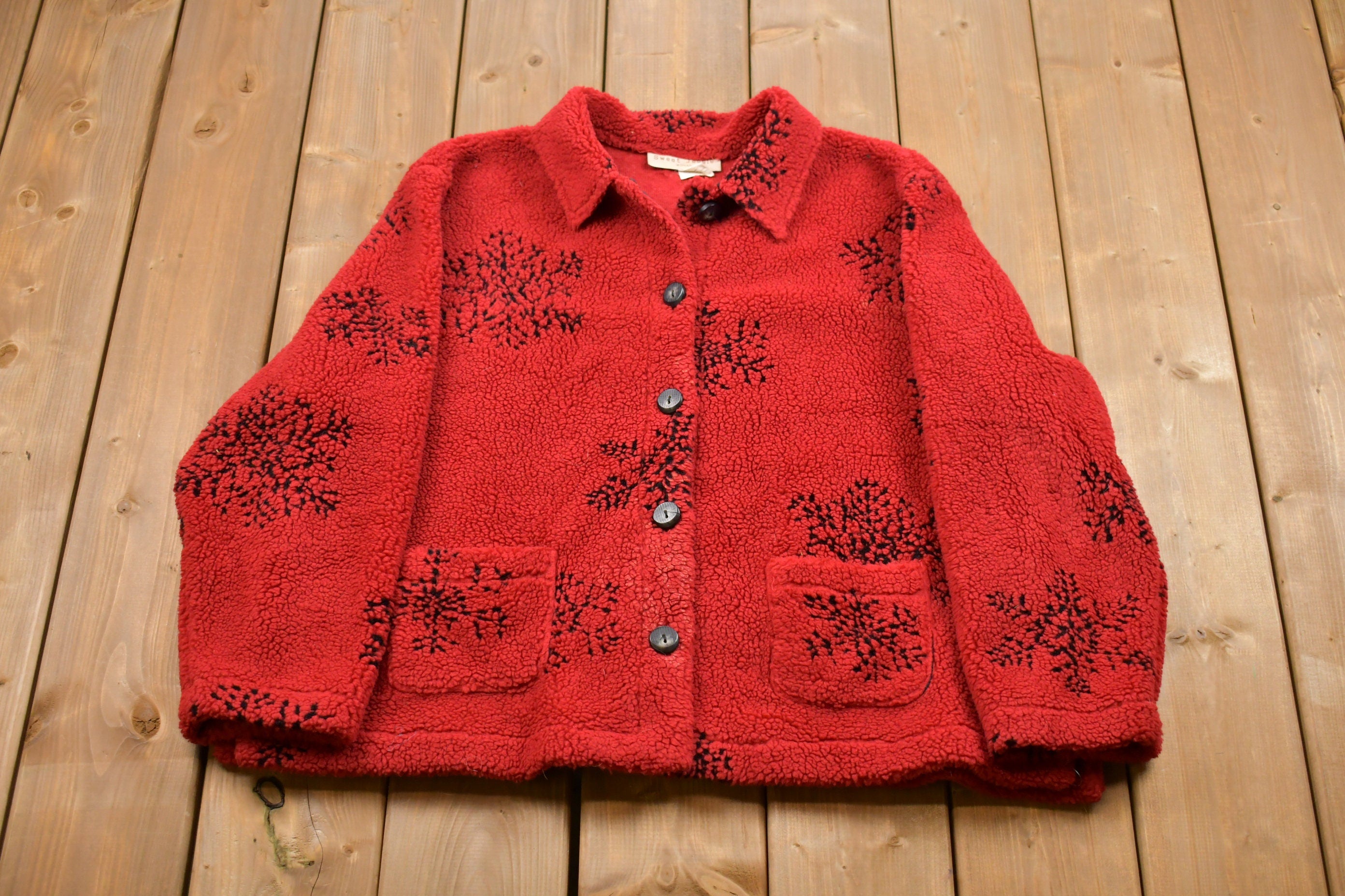 Vintage 1990s Fleece Button Up Sweater