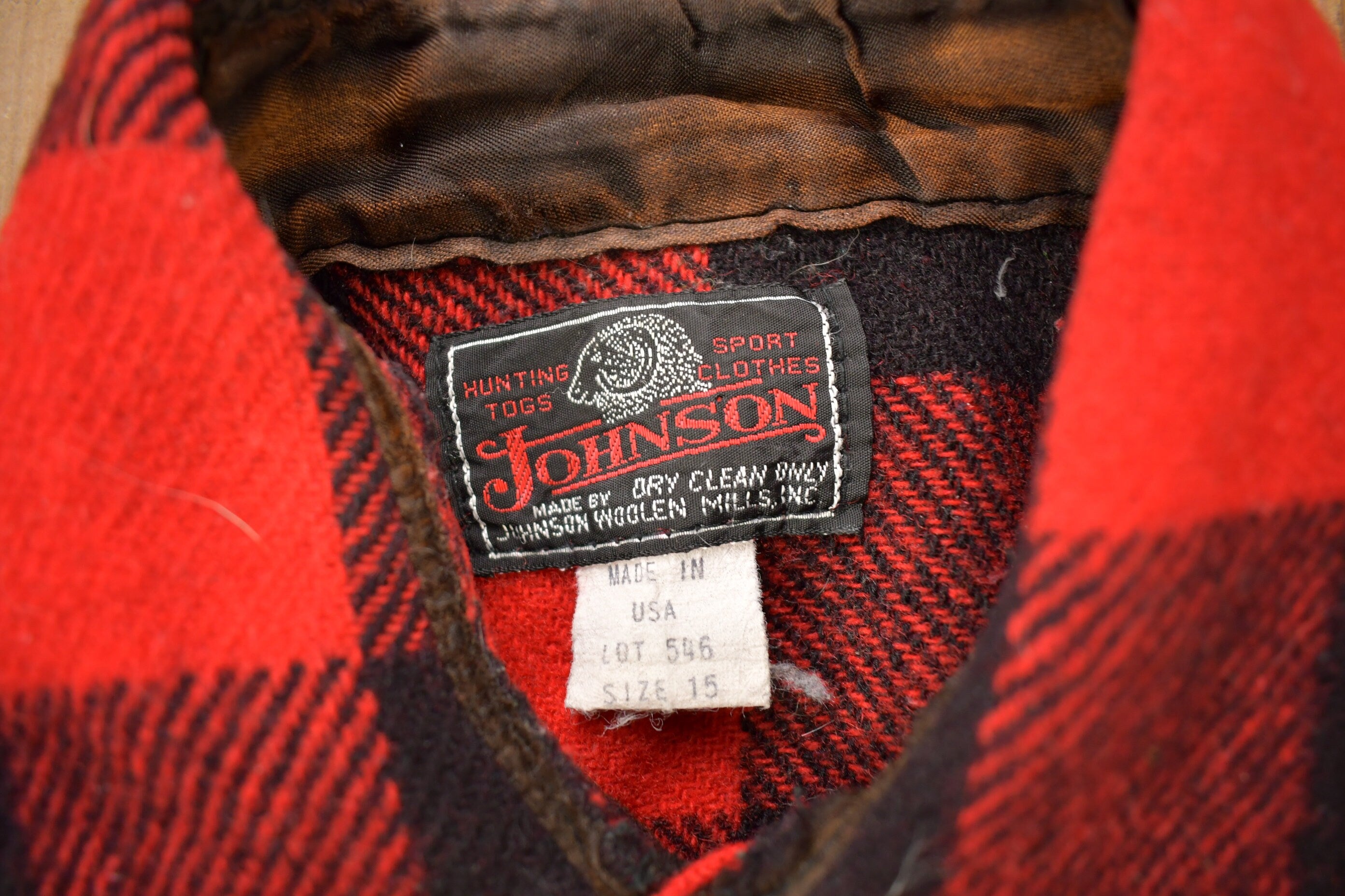 Vintage 1960s Johnson Wool Buffalo Plaid Hunting Togs Shirt