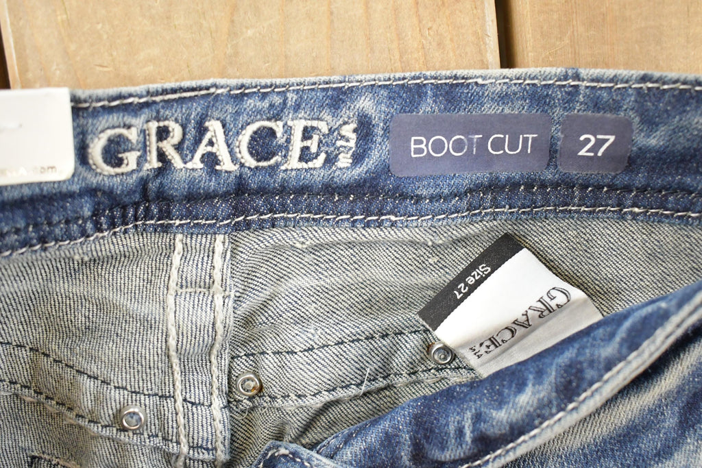Vintage Deadstock Y2K Grace LA Bedazzled Low Rise Jeans Women's Size 27 x 32