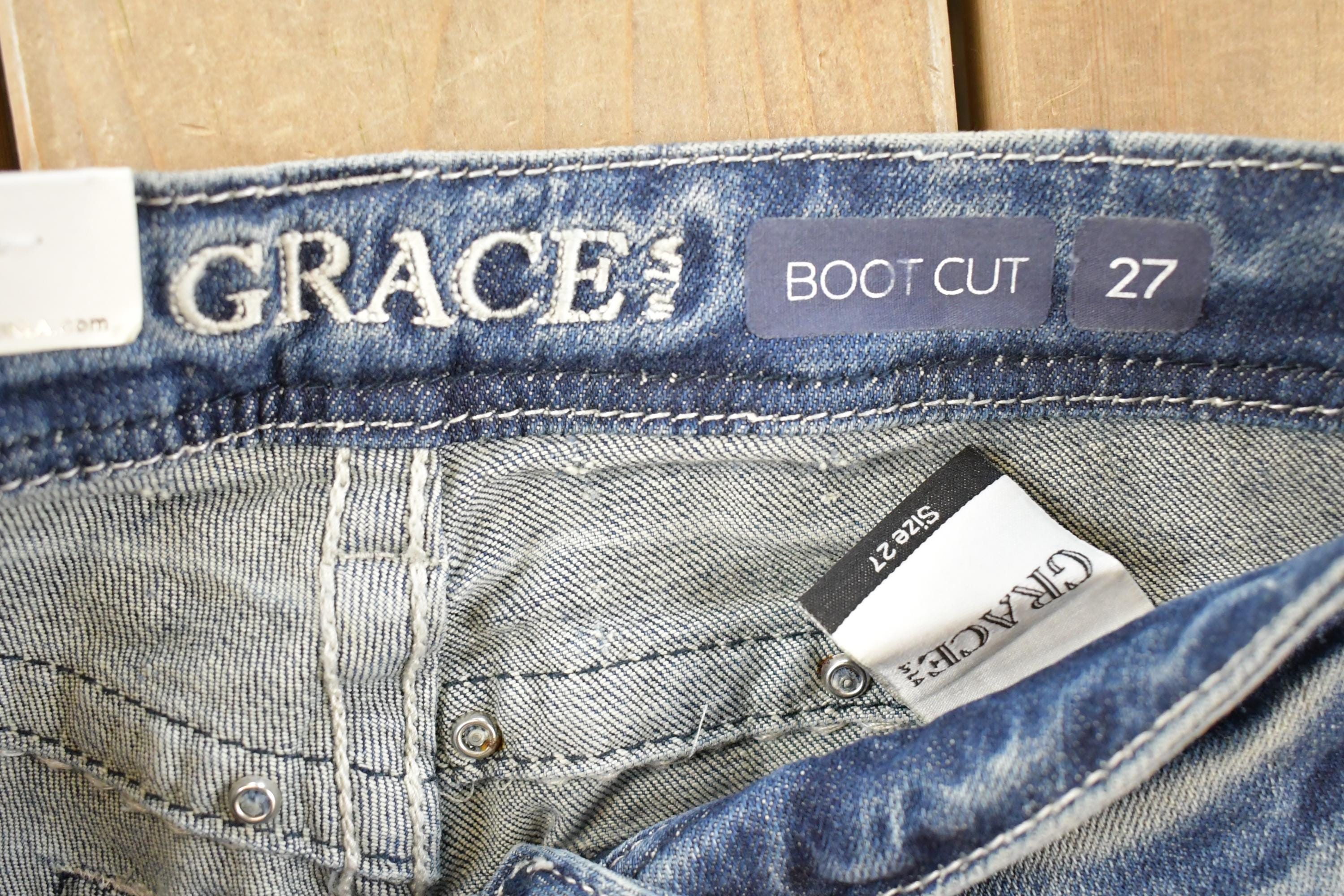Vintage Deadstock Y2K Grace LA Bedazzled Low Rise Jeans Women's Size 27 x 32