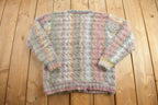 Vintage 1990s Mohair Knitted Sweater / Vintage 90s Crewneck / Pattern Sweater / Abstract Sweater / Vintage Mohair