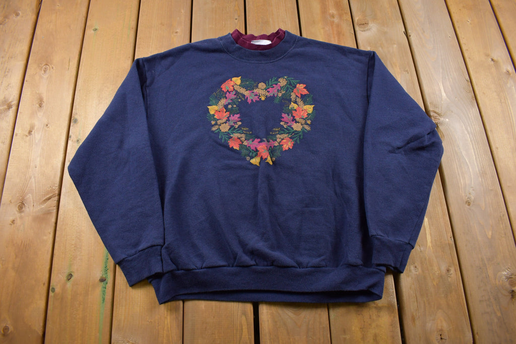 Vintage 1990s Lee Floral Heart Crewneck Sweatshirt