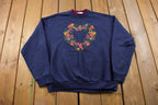 Vintage 1990s Lee Floral Heart Crewneck Sweatshirt