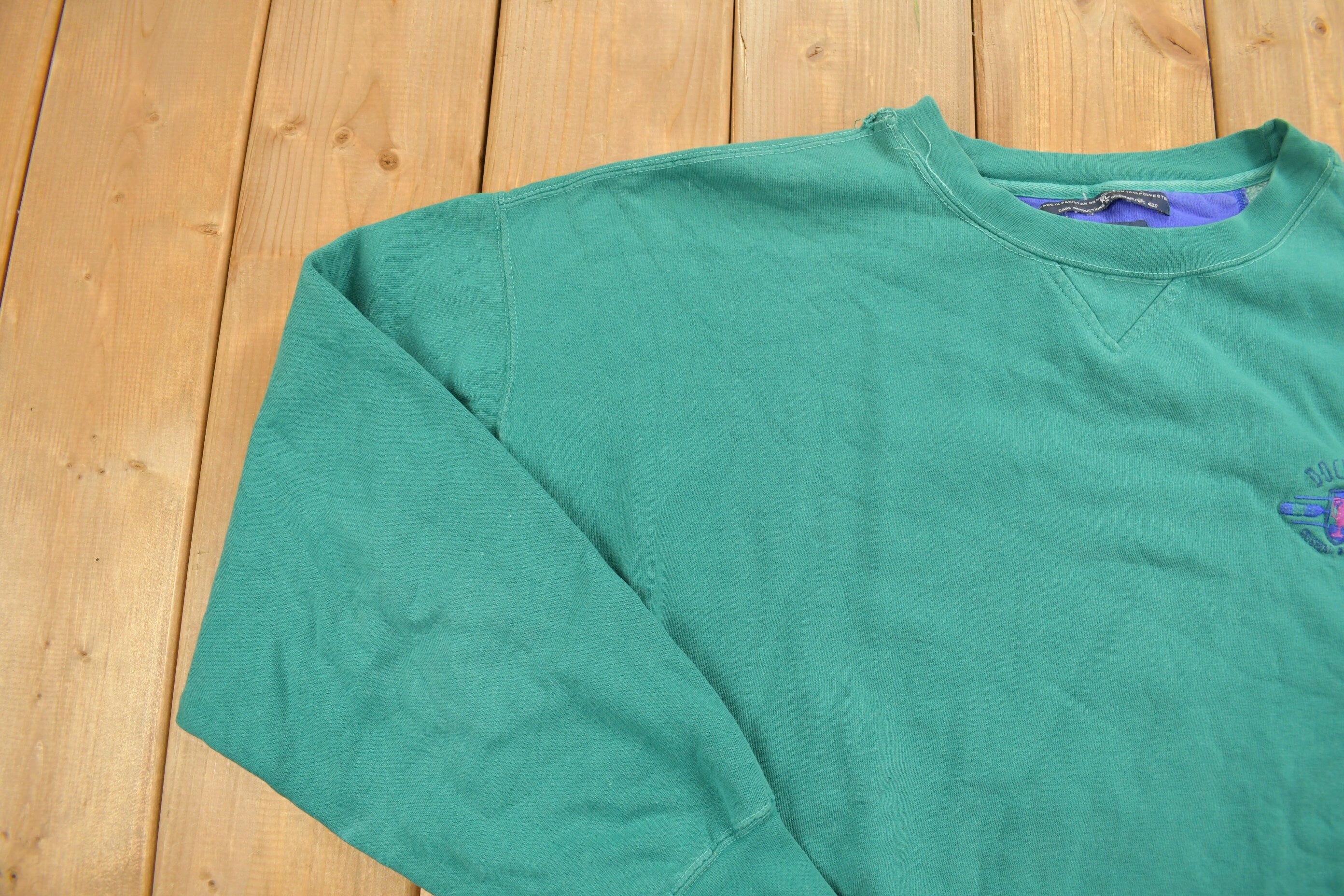 Vintage 1990s Green Dockers Levis Blank Crewneck Sweatshirt