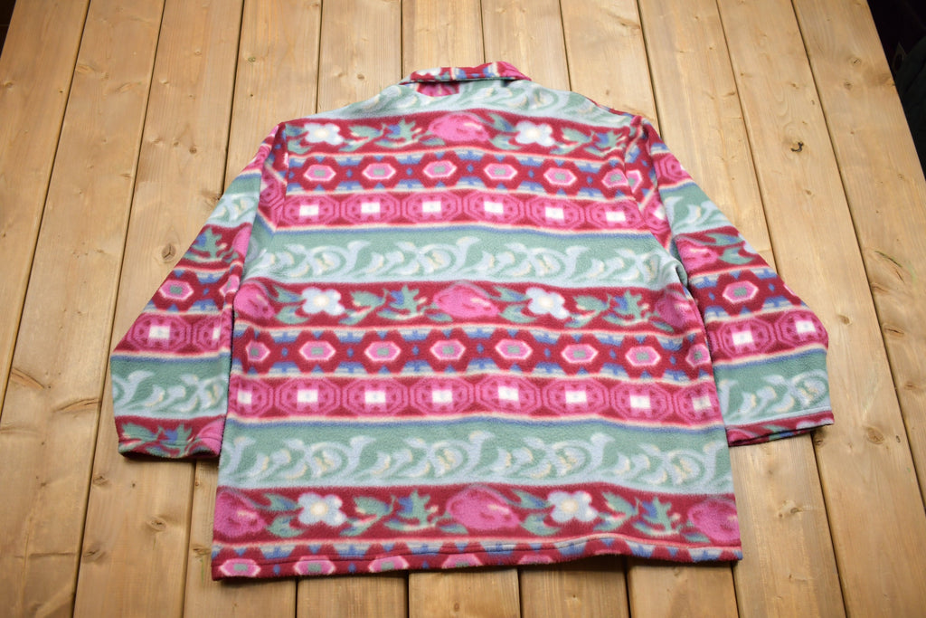 Vintage 1990s Carroll Reed Abstract Floral Fleece Sweater