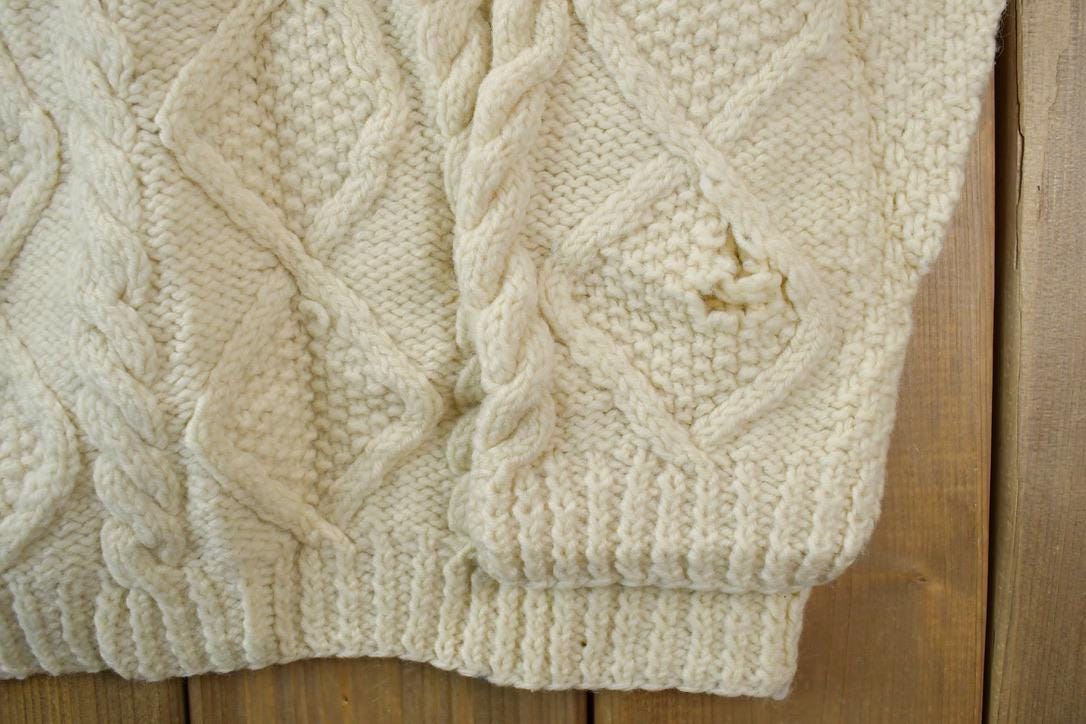 Vintage 1990s Traditional Hand Knit Garment 100% Wool Knit Sweater
