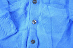 Vintage 1970s Blue Knit Perfect Mild Distress Cardigan Sweater Made In USA