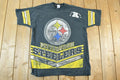 Vintage 1995 Pittsburgh Steelers All Over Print NFL Graphic T-Shirt
