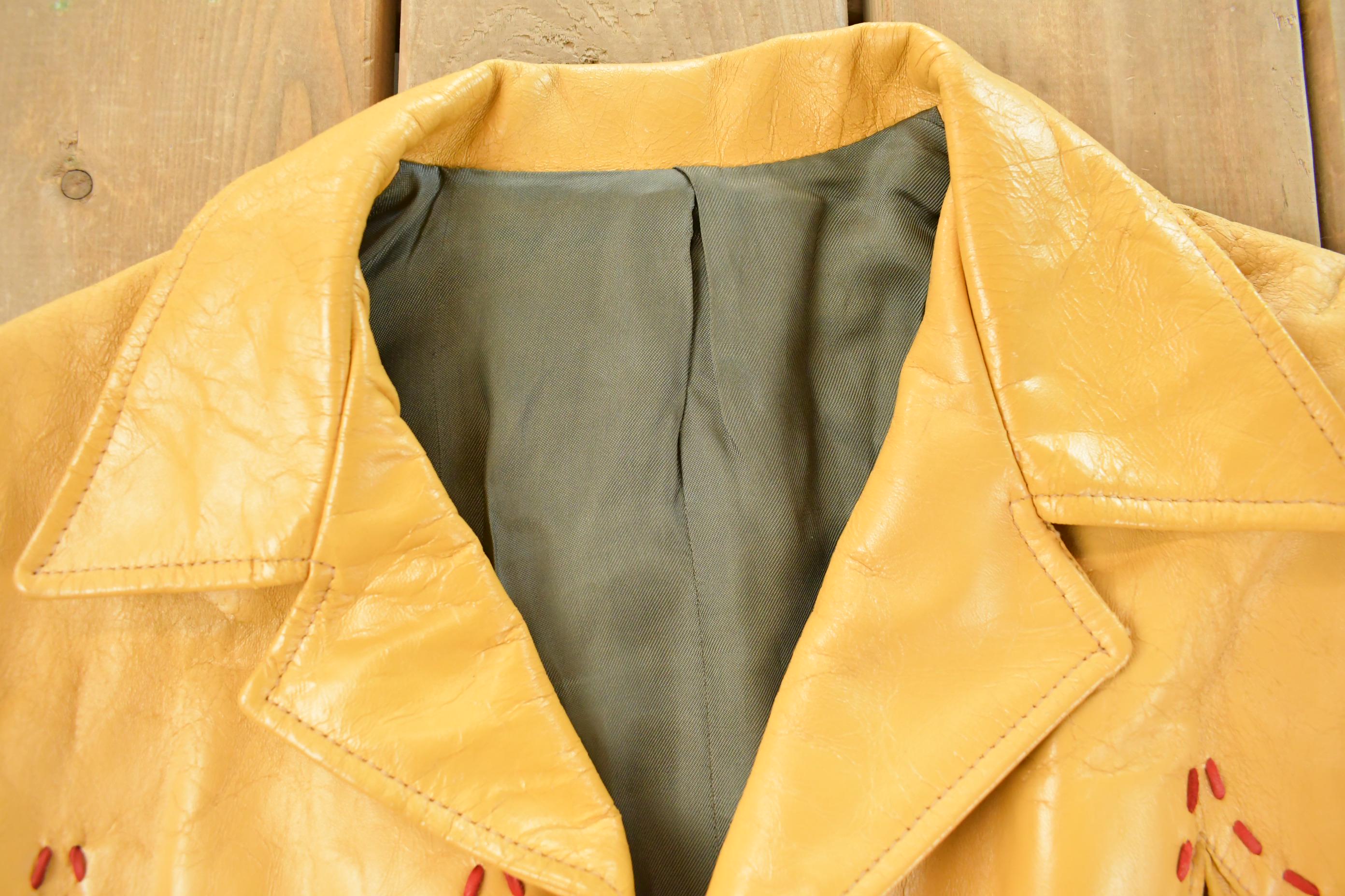Vintage 1970s Leather Western Fringe Jacket Women's M