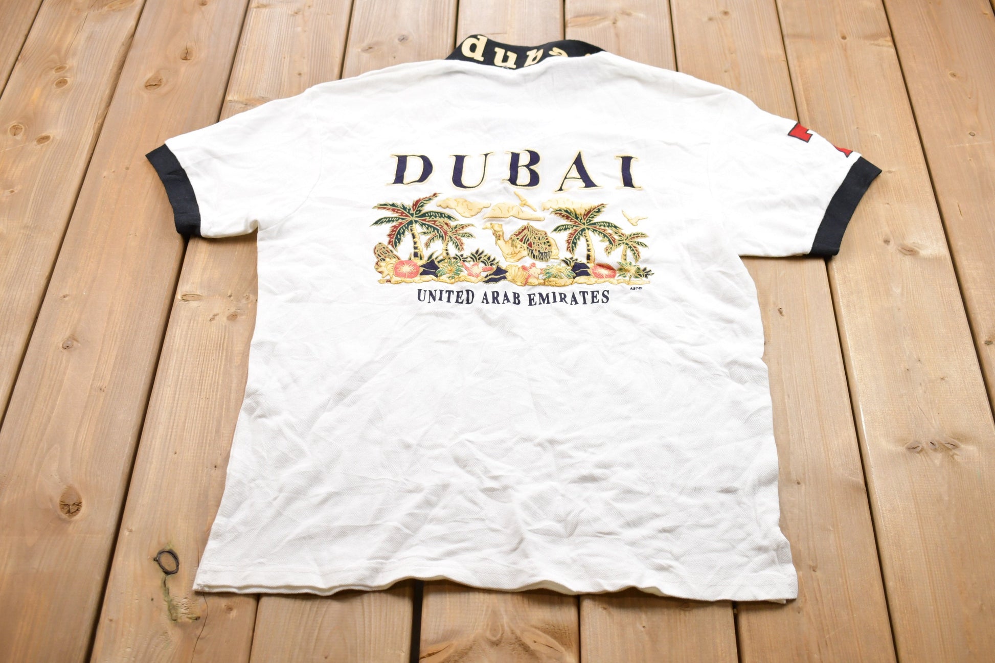 Vintage 1990s Dubai United Air Emirates Graphic Polo Shirt  Embroidered Polo  Streetwear  Retro Style  Short Sleeve Shirt  Made In USA
