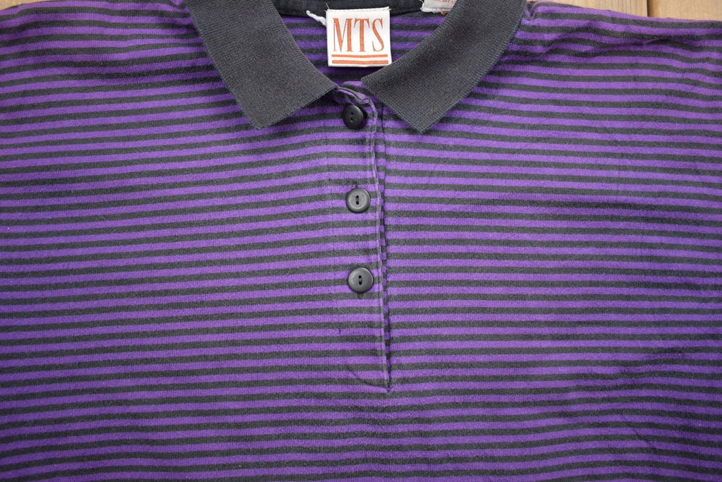 Vintage 1990s Striped Collared T Shirt
