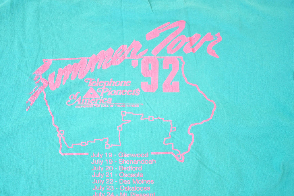 Vintage 1992 Summer Tour Bike A Thon Souvenir T-Shirt Mens XL