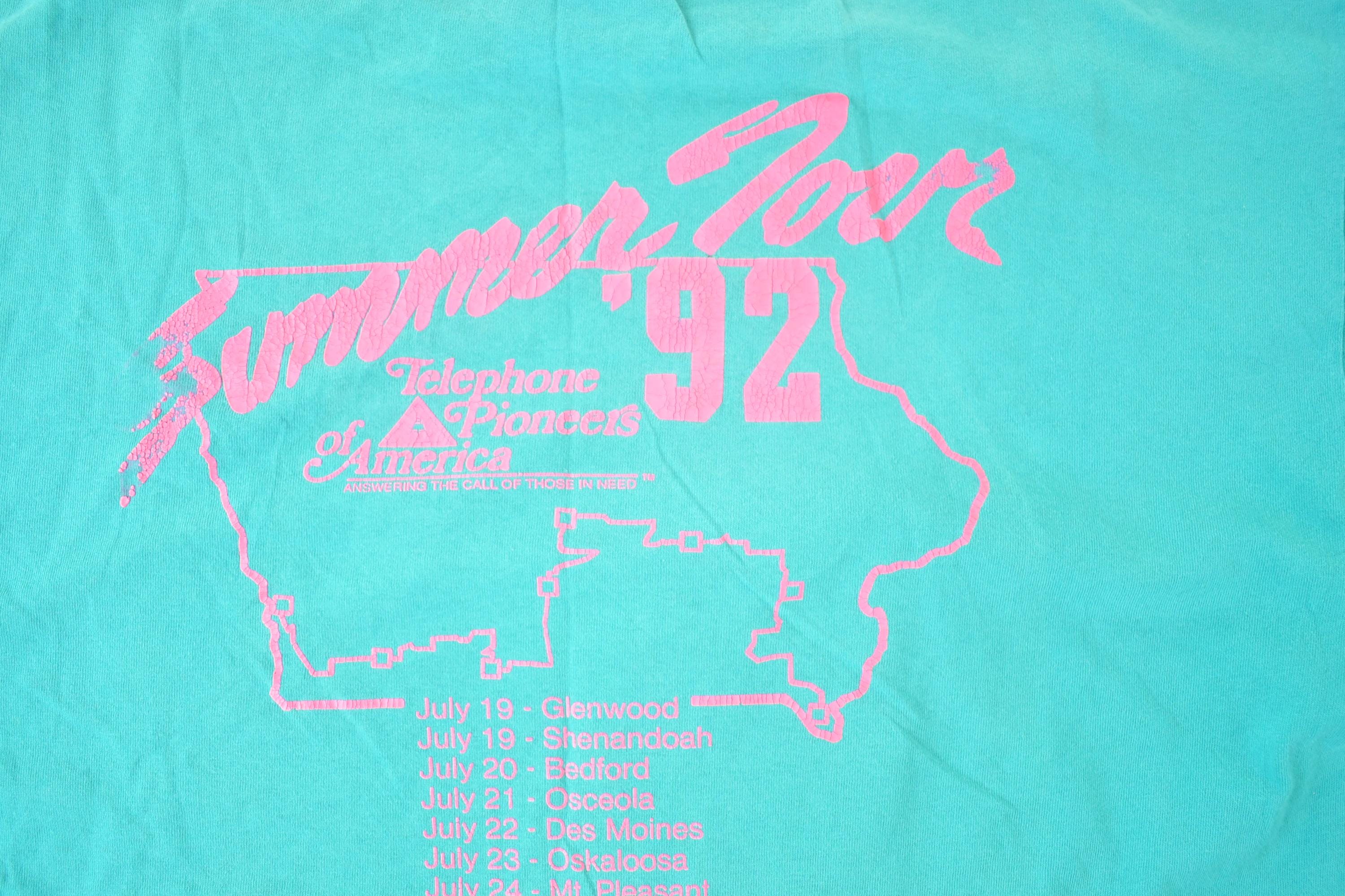 Vintage 1992 Summer Tour Bike A Thon Souvenir T-Shirt Mens XL
