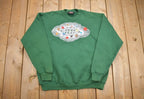 Vintage 1990s Embroidered Green Crewneck Sweater  90s Crewneck  Grandma Sweater  Streetwear  Made In USA  Patchwork