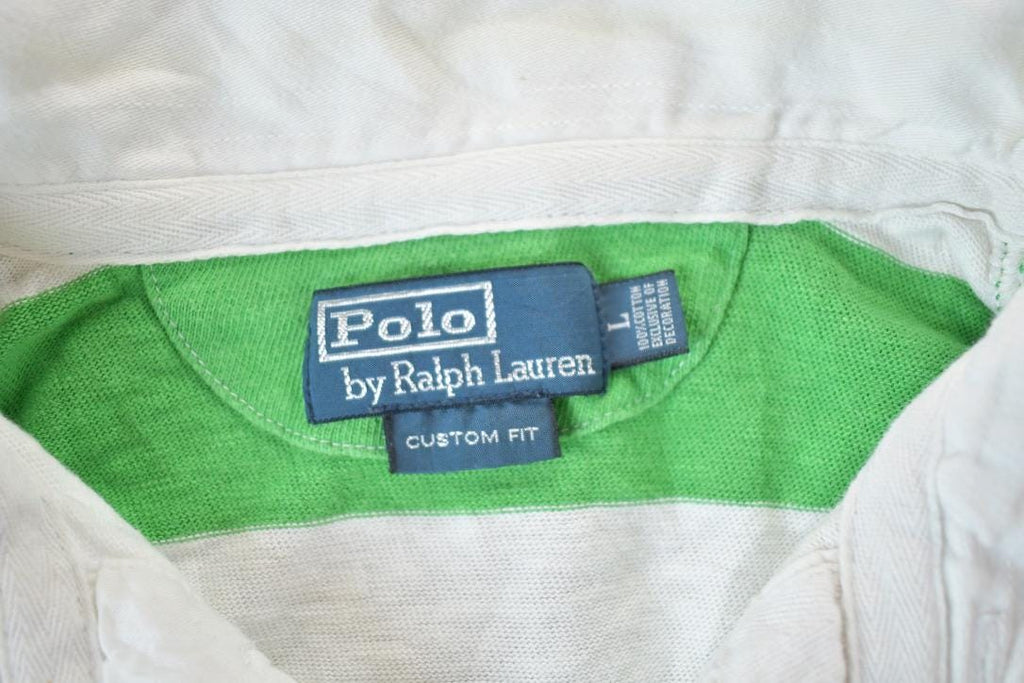 Vintage 1990s Polo By Ralph Lauren Rugby Style Striped Button Up Shirt