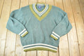 Vintage 1990s Gap V Neck Knit Cable Knit 100% Cotton Sweater Made In