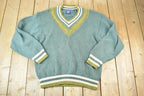 Vintage 1990s Gap V Neck Knit Cable Knit 100% Cotton Sweater Made In