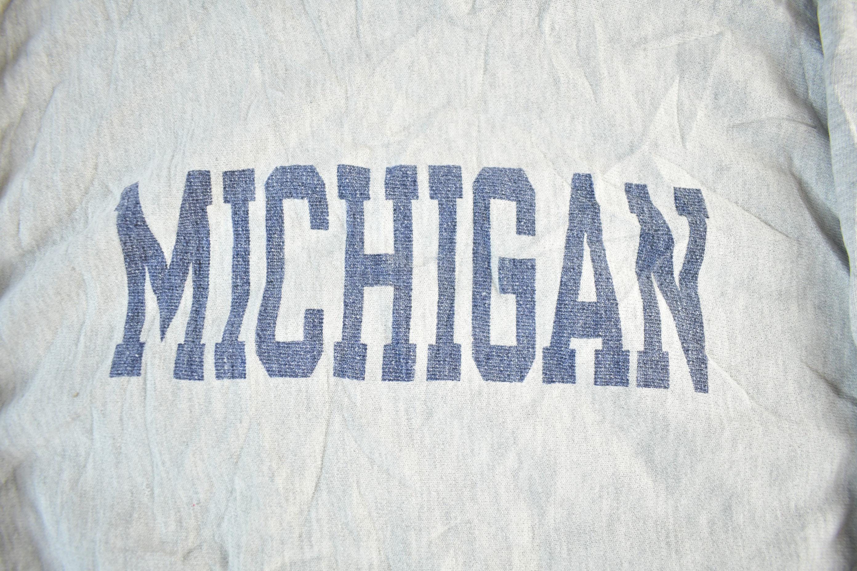 Vintage 1980s University Of Michigan Distressed Champion Reverse Weave Warmup Crewneck Men's XL
