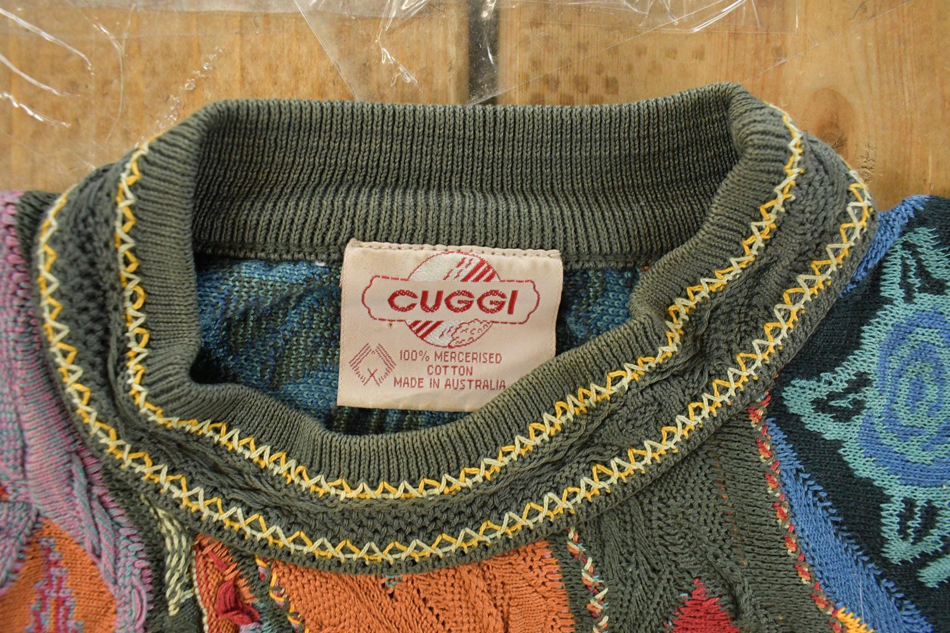 Vintage 1990s Coogi Cuggi 3D Knit Abstract Crewneck Sweater Men's Short Medium