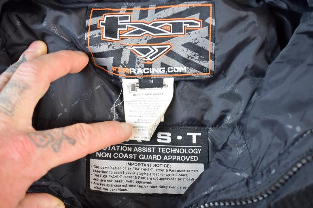 Vintage 1990s FXR Snowmobile Racing Flotation Assist Heavy Safety AOP Jacket