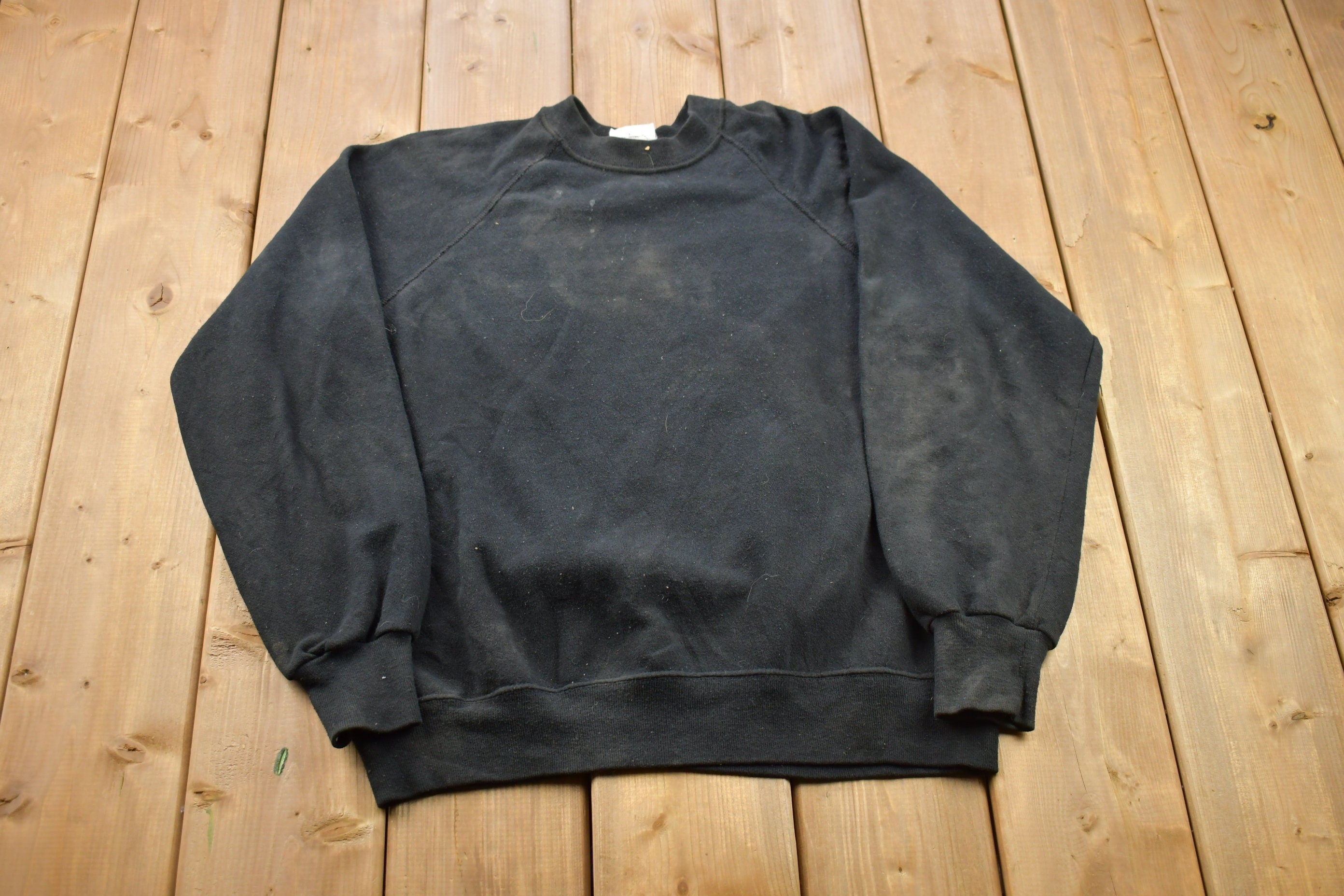 Vintage 1990s Black Blank Lee Crewneck Sweatshirt