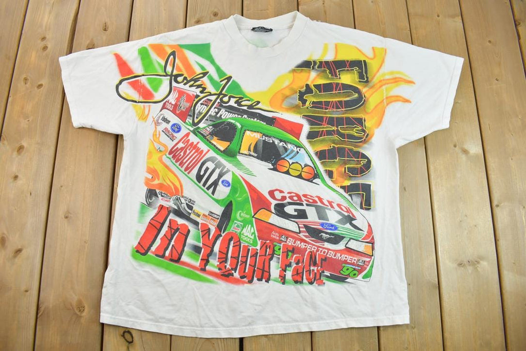 Vintage 2000 John Force Racing All Over Print Graphic T-Shirt