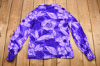 Vintage 1970s Monochromatic Floral Hawaiian Button-Up Blouse