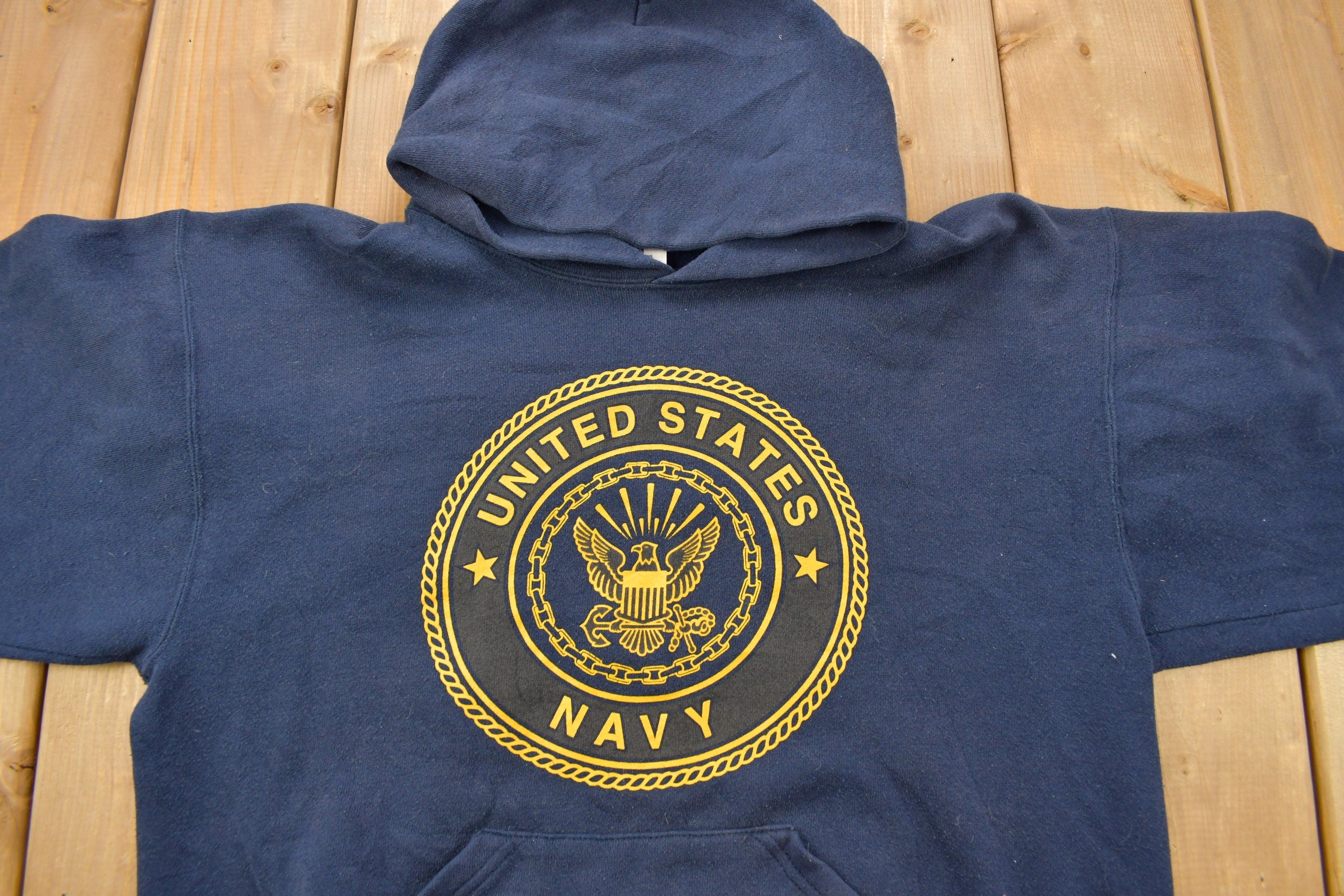 Vintage 1990s United States navy Graphic Hoodie  90s Hoodie  Vintage Sweater