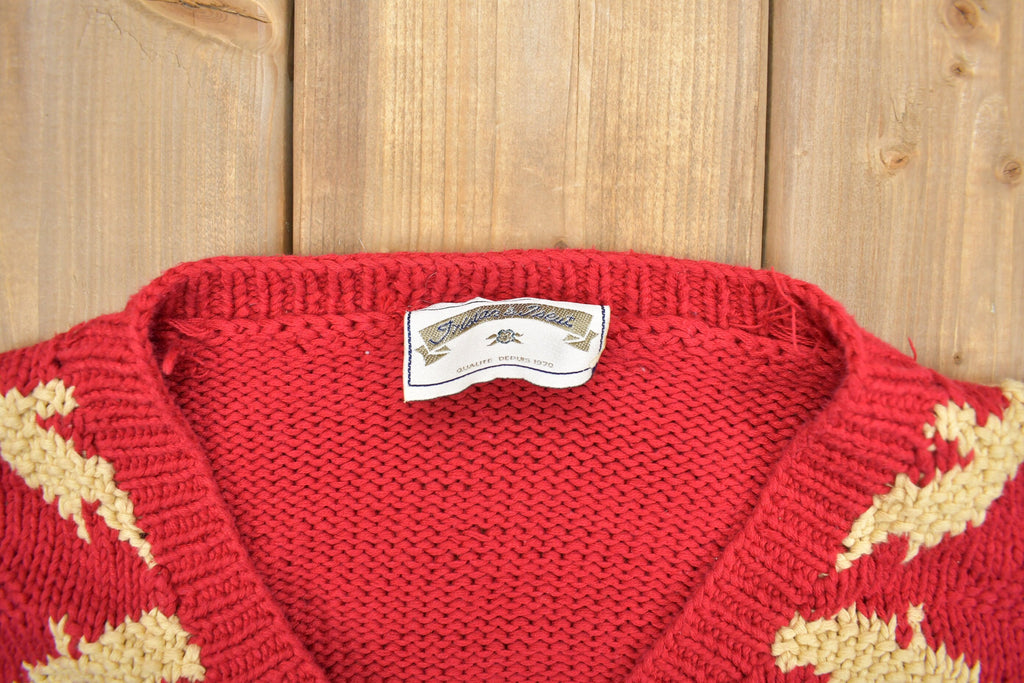Vintage 1990s Red Holiday Cardigan Sweater